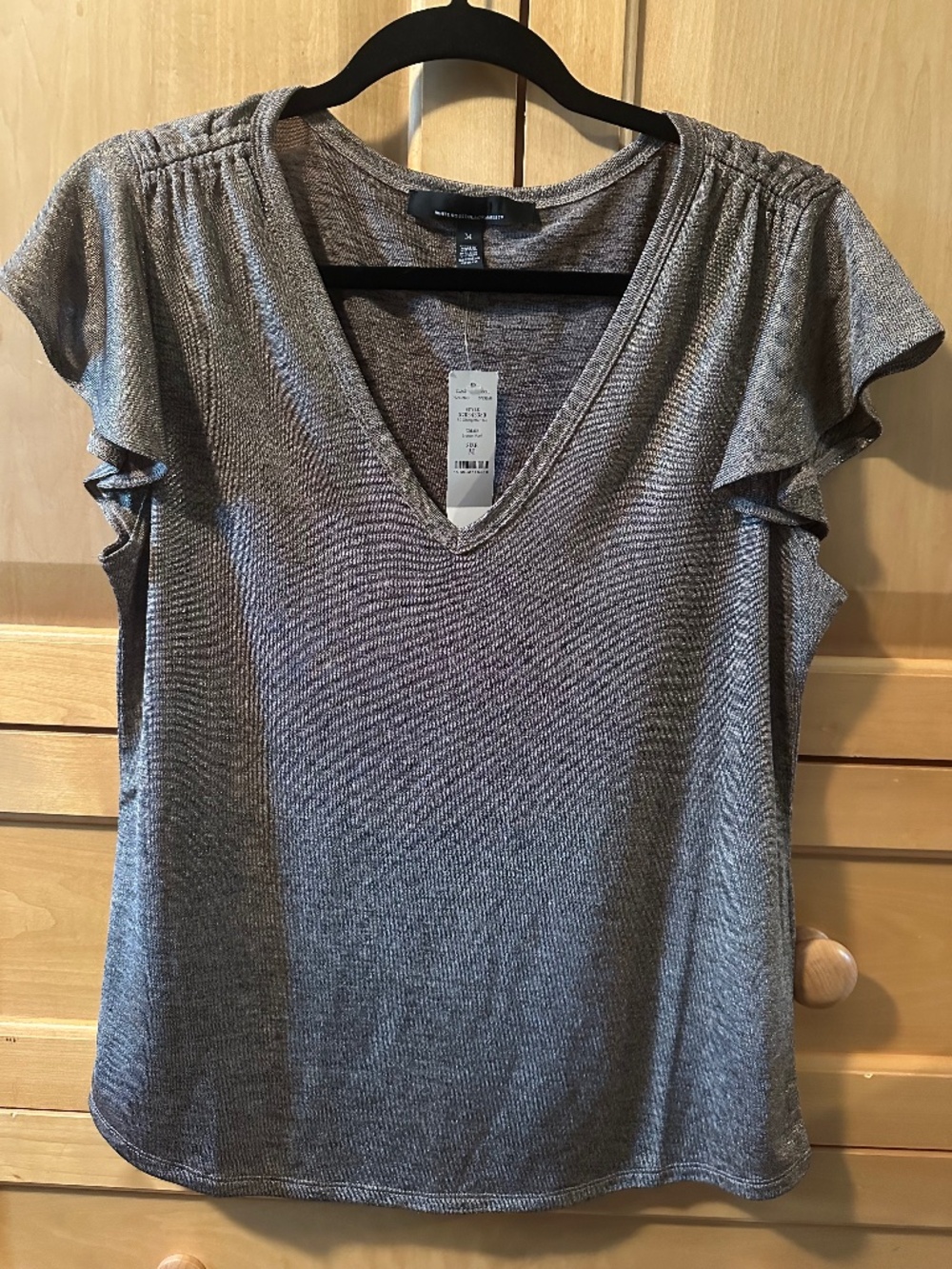 NWT White House Black Market Bronze Metallic V-Neck Top M